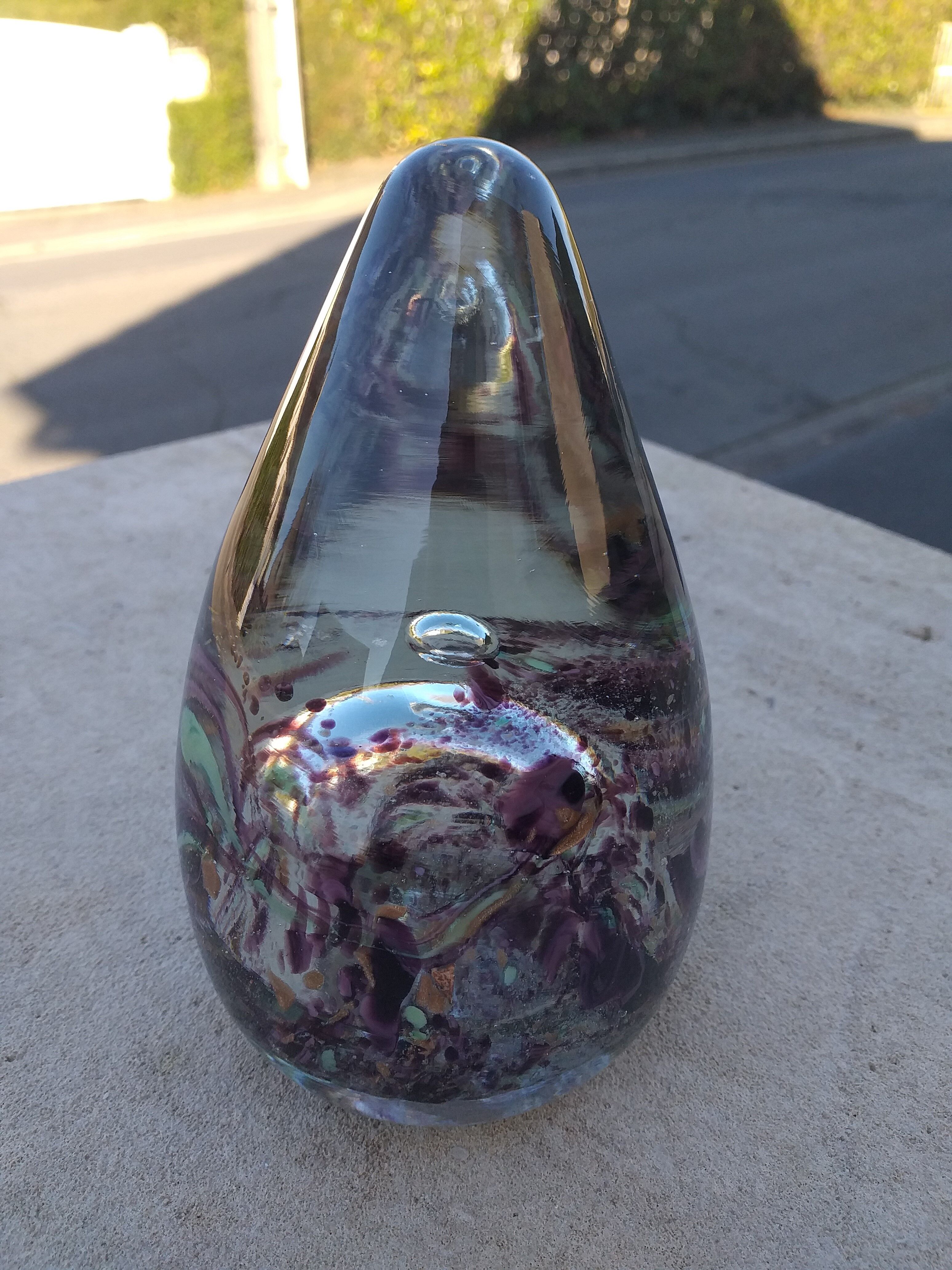 Maur-Vieil Bob Le Bleis vintage 70's glass paste paperweight with inclusions