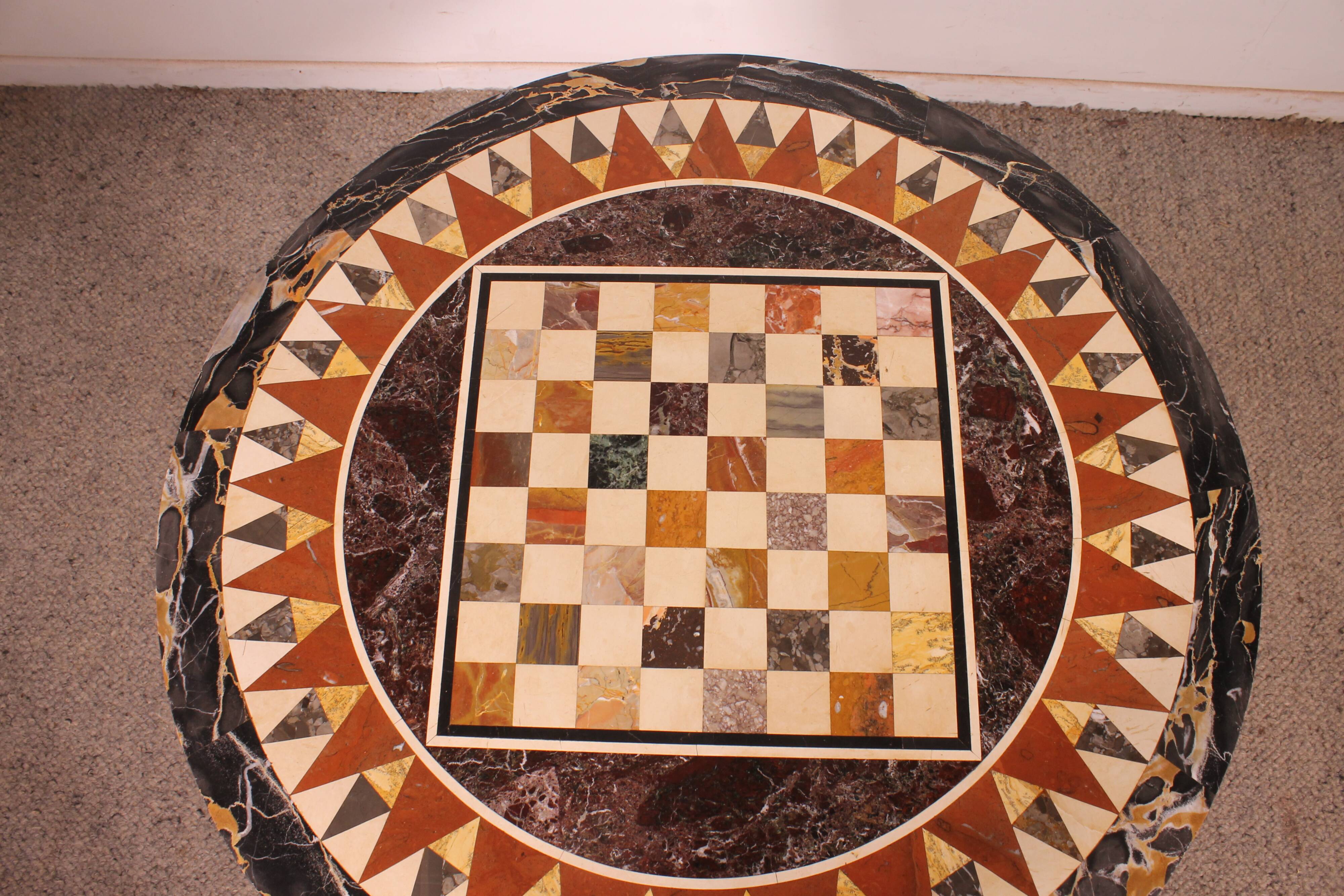 gueridon with a pietra dura top featuring a game board - 18th century