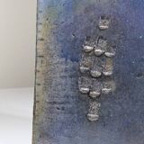Large triangular raku box, handcrafted, signed, vintage 90s