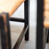 2 low bedroom chairs in hand-woven rice straw, 1950s/1960s