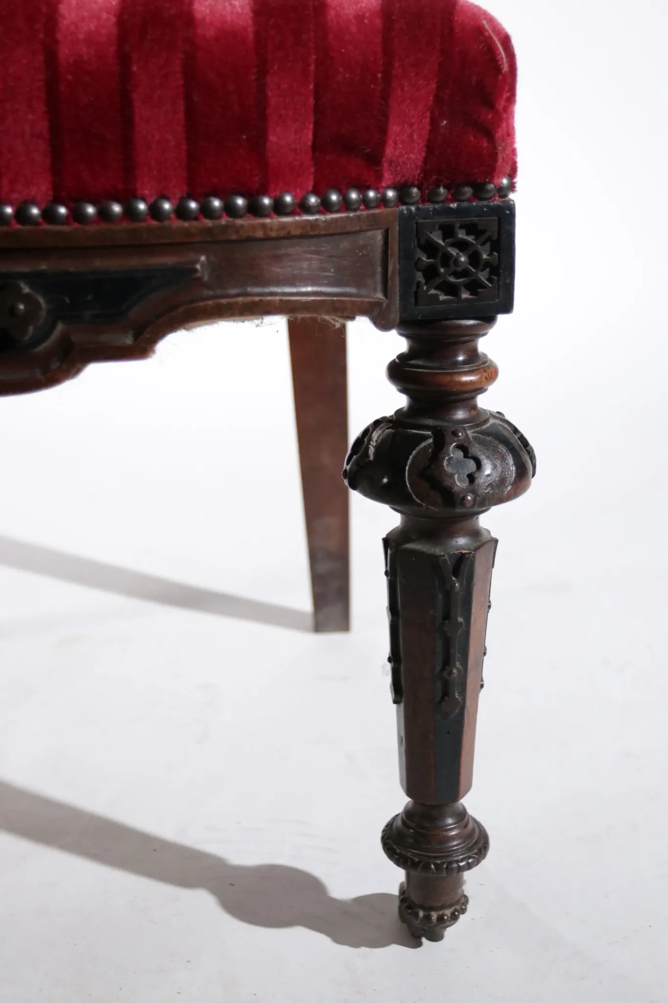 Nineteenth-century French carved chair with red velvet