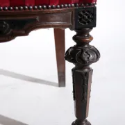 Nineteenth-century French carved chair with red velvet