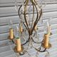 Remarkable 6-light cage chandelier with crystal pendants, complete and in working order.