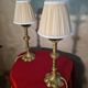 Pair of chiselled bronze lamps, bedside, bedroom, new lampshade 43x15, electrical in working order.