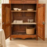 Antique two-door wardrobe, 18th century French country style.