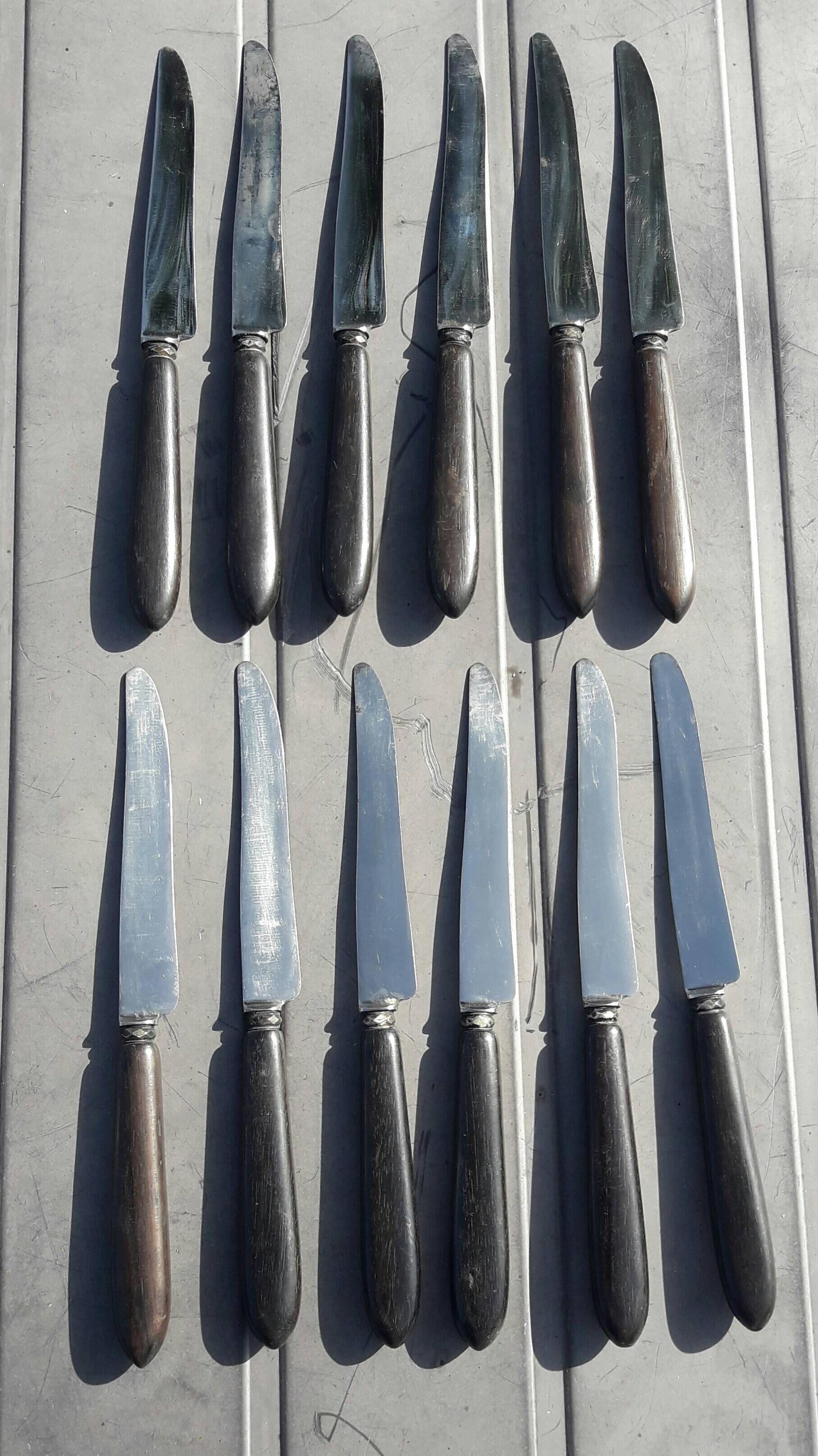 Set of 12 fruit knives with ebony handles coutellerie supérieure