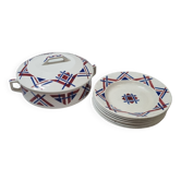 Assiettes à soupe et soupière Moulin des loups, hamage, US Taritz art deco