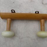 50s wall-mounted wooden coat rack with 2 hooks