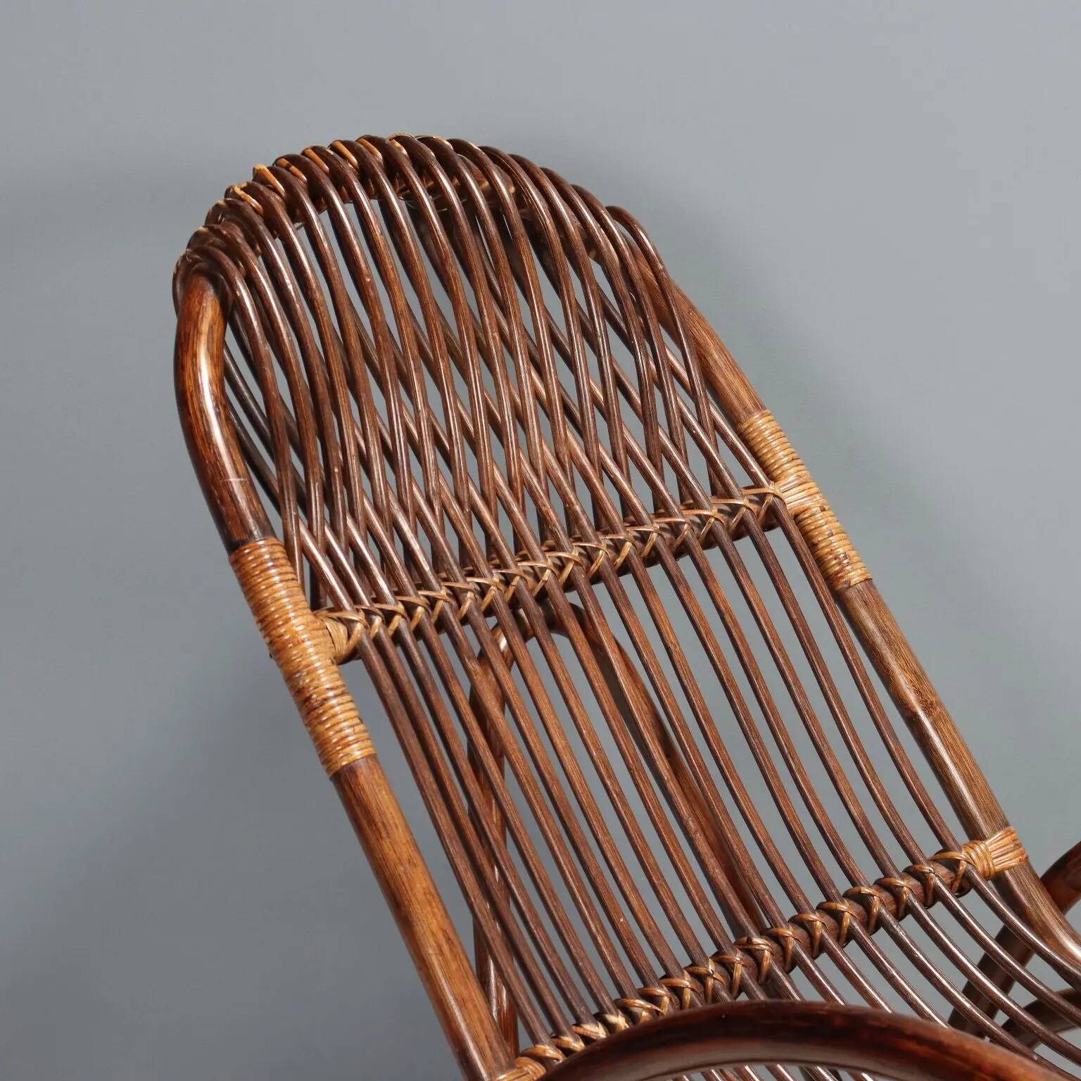 Vintage bamboo rocking chair, design, Italy, 1970s