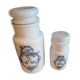 Set of 2 pot opaline coffee ground apothecary style 1970