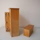 Wooden doll furniture, wardrobe and chest