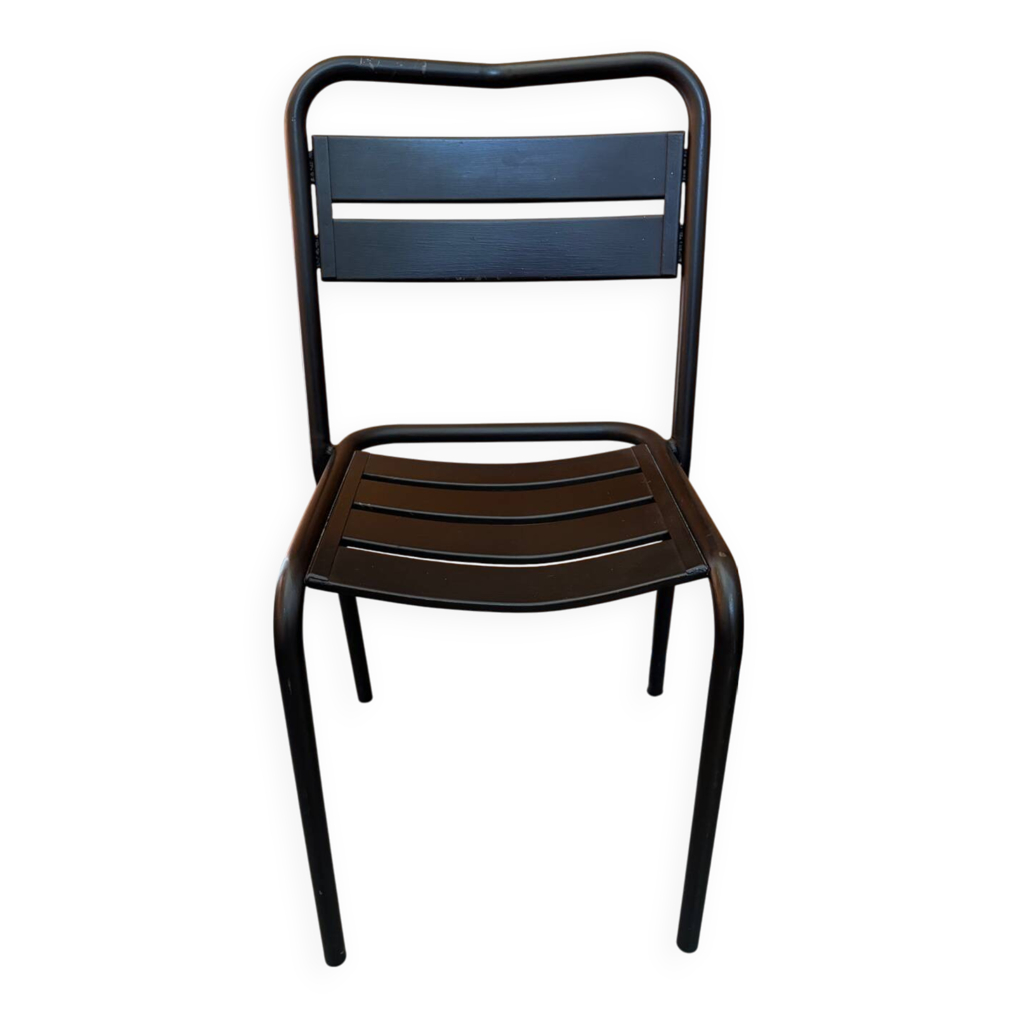 Metal chair with black slats