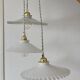 Suspension triple abat-jour vintage en opaline blanche