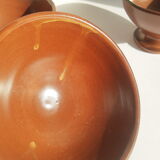 Set of 3 vintage ceramic arts brown piedouche bowls