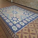 Mid century Scandinavian rug, Swedish wool flatweave with geometric design