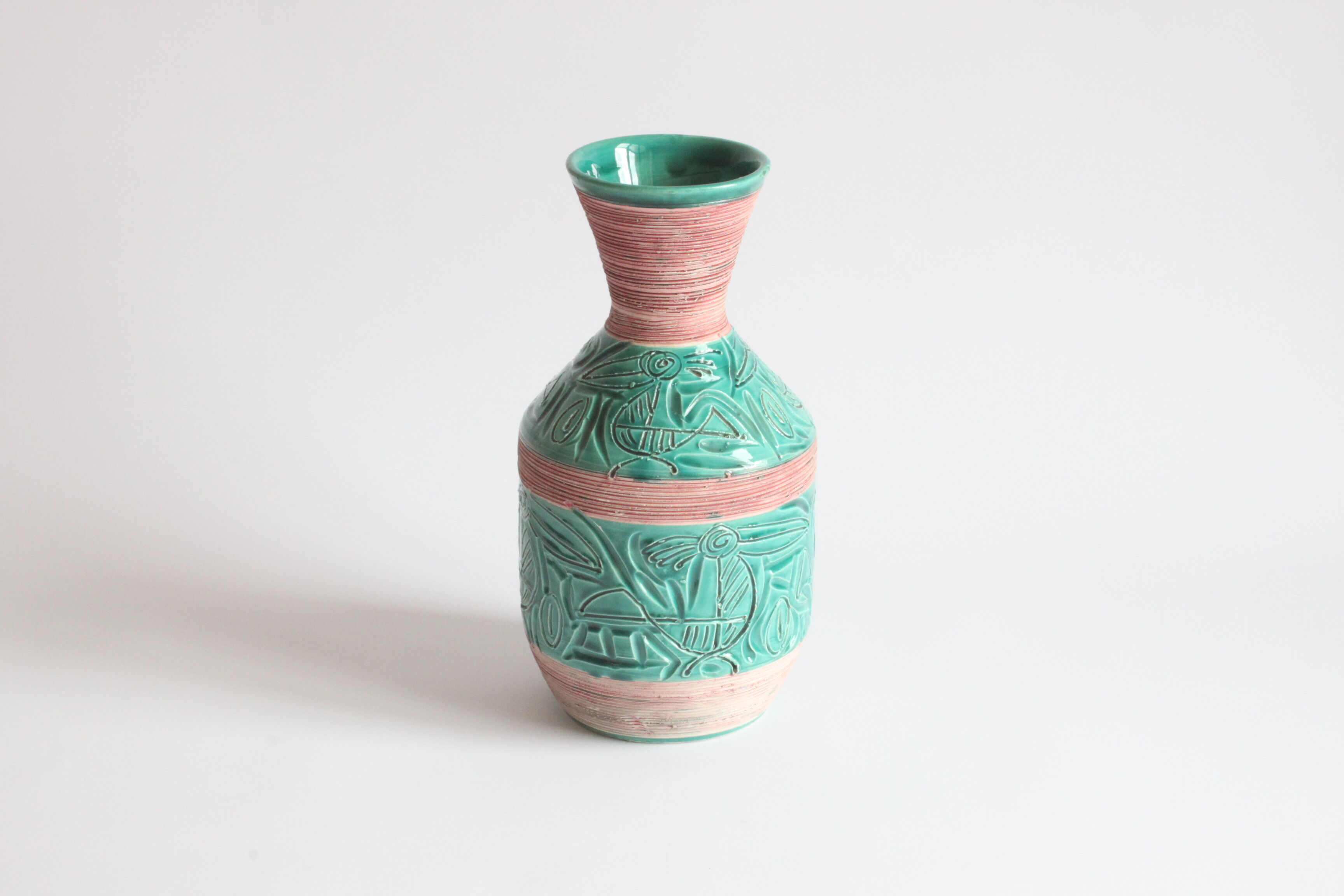Vase avec pélicans par Fratelli Fianciulacci sgraffito , italie, années 1960