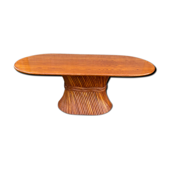 Dining table sam in vintage rattan 70s