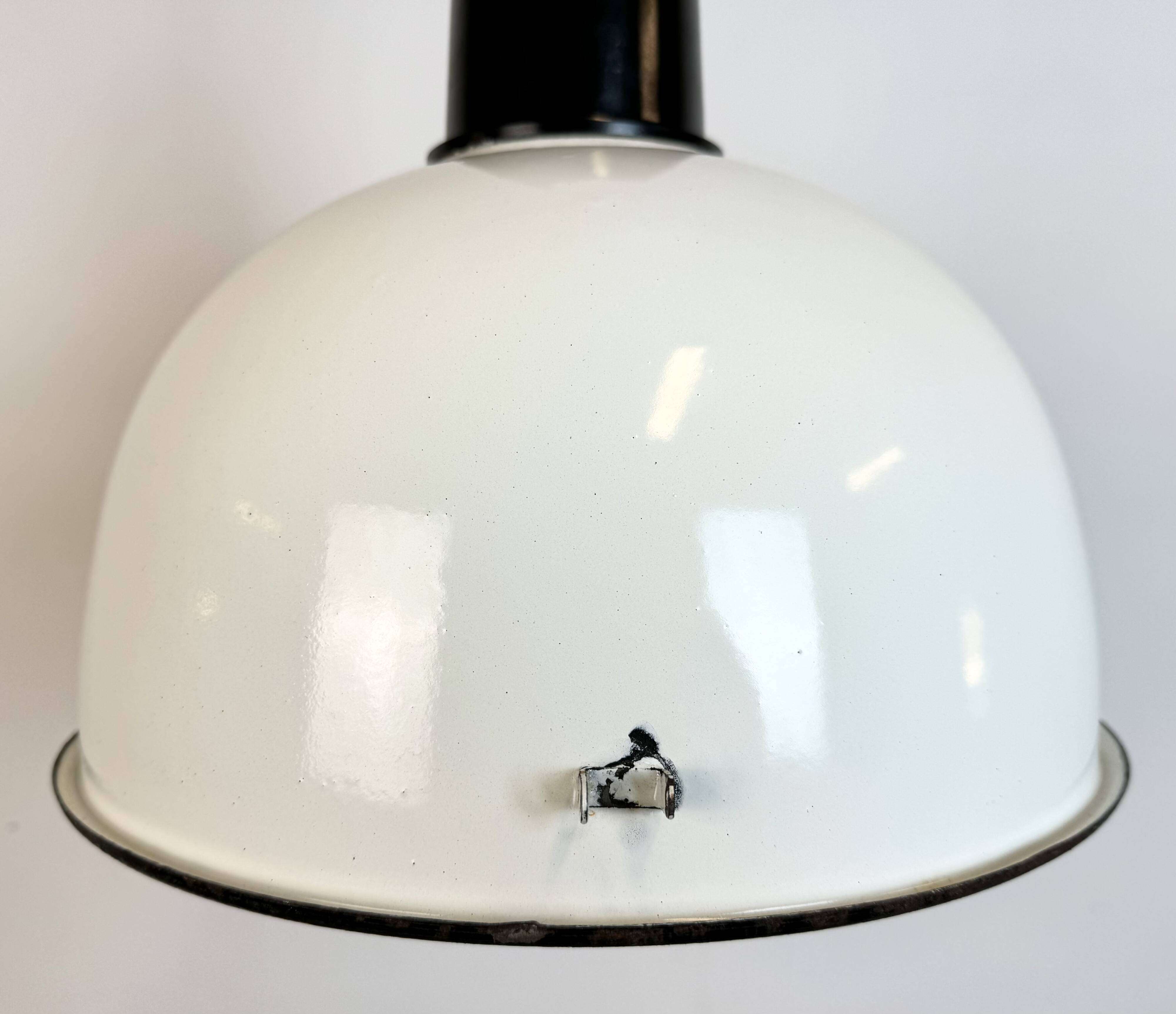 ndustrial Soviet White Enamel Pendant Lamp, 1960s