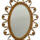 Oval rattan mirror from the 1950s France