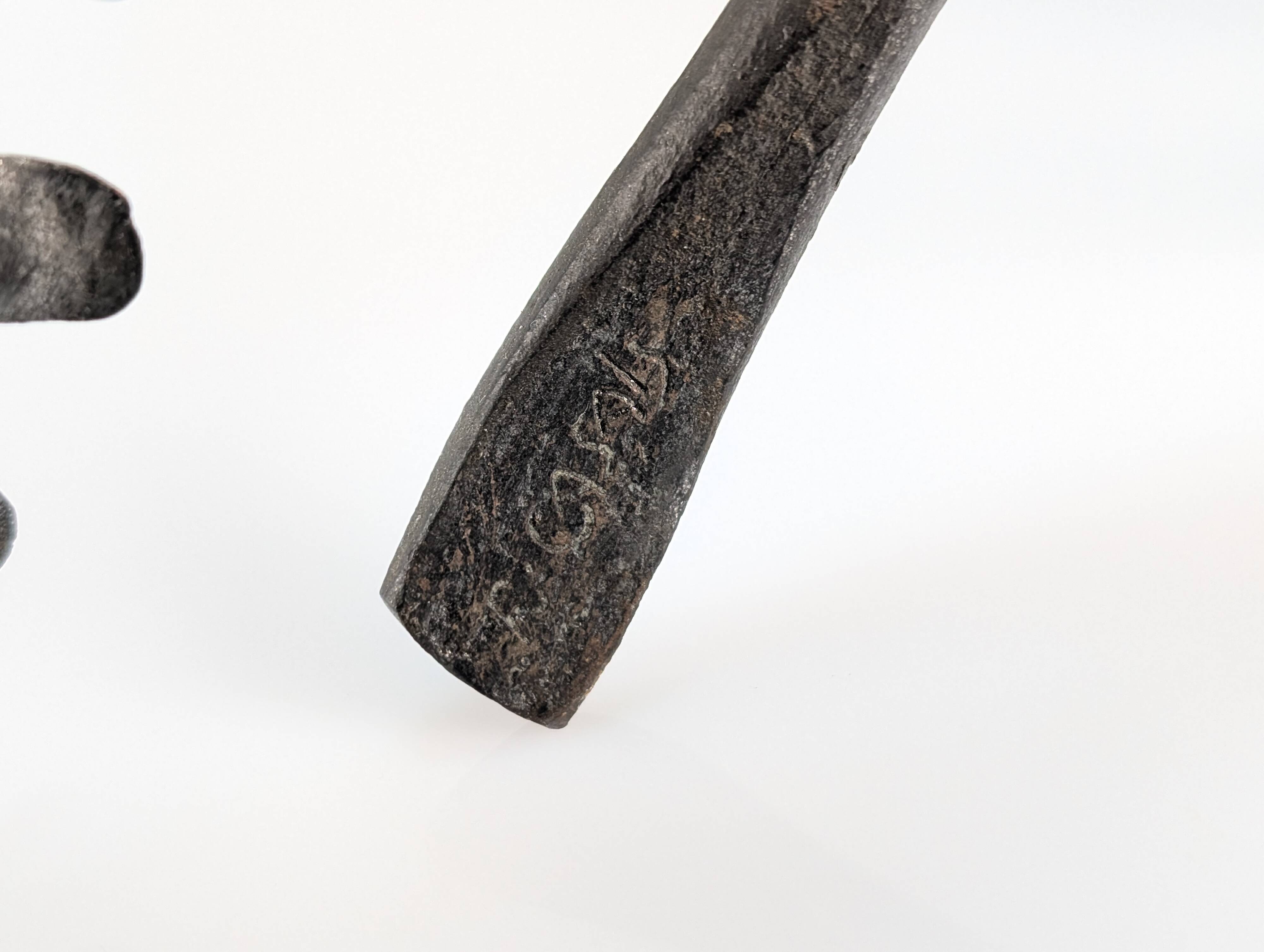 Signed Hand-Forged Iron & Wood Acorn Coat Rack, 1960s