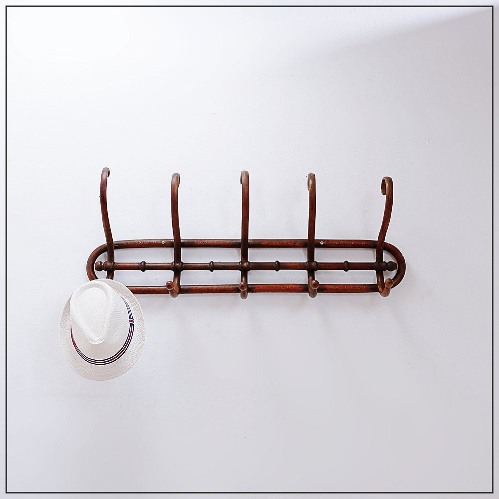 Curved wooden wall coat rack - Early 20th century