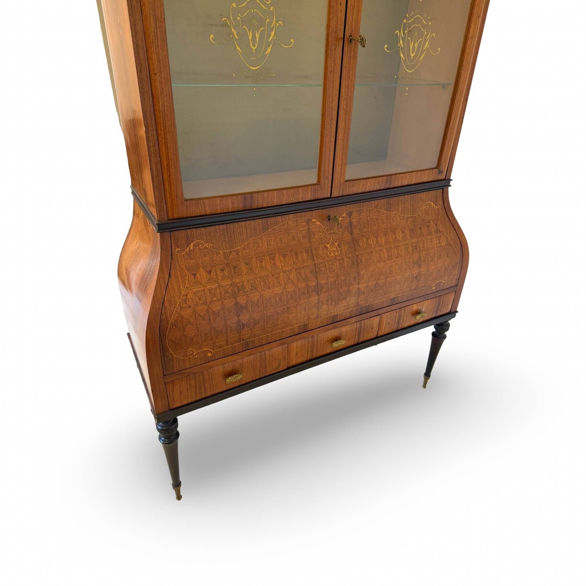 Secretary credenza in marquetry in the Italian Louis XV style from the mid-century, 1960.