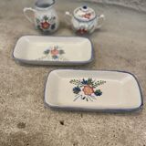 Lunch set - milk jug, sugar bowl and two dishes - vintage earthenware