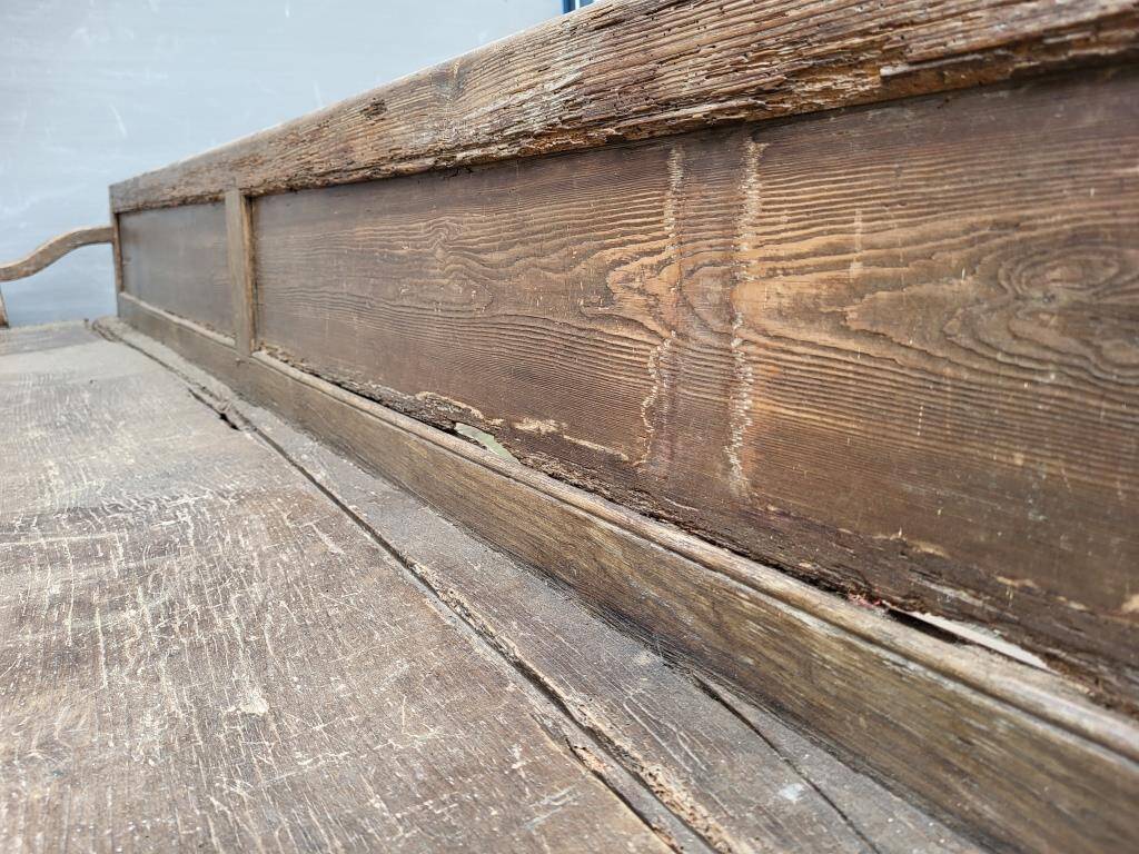 19th-century church pew, 245 cm long