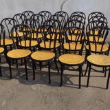 Set of 20 curved wooden chairs