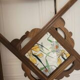 Old wooden locker room with beveled mirror