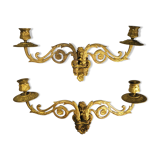 Pair of gilded brass chandeliers
