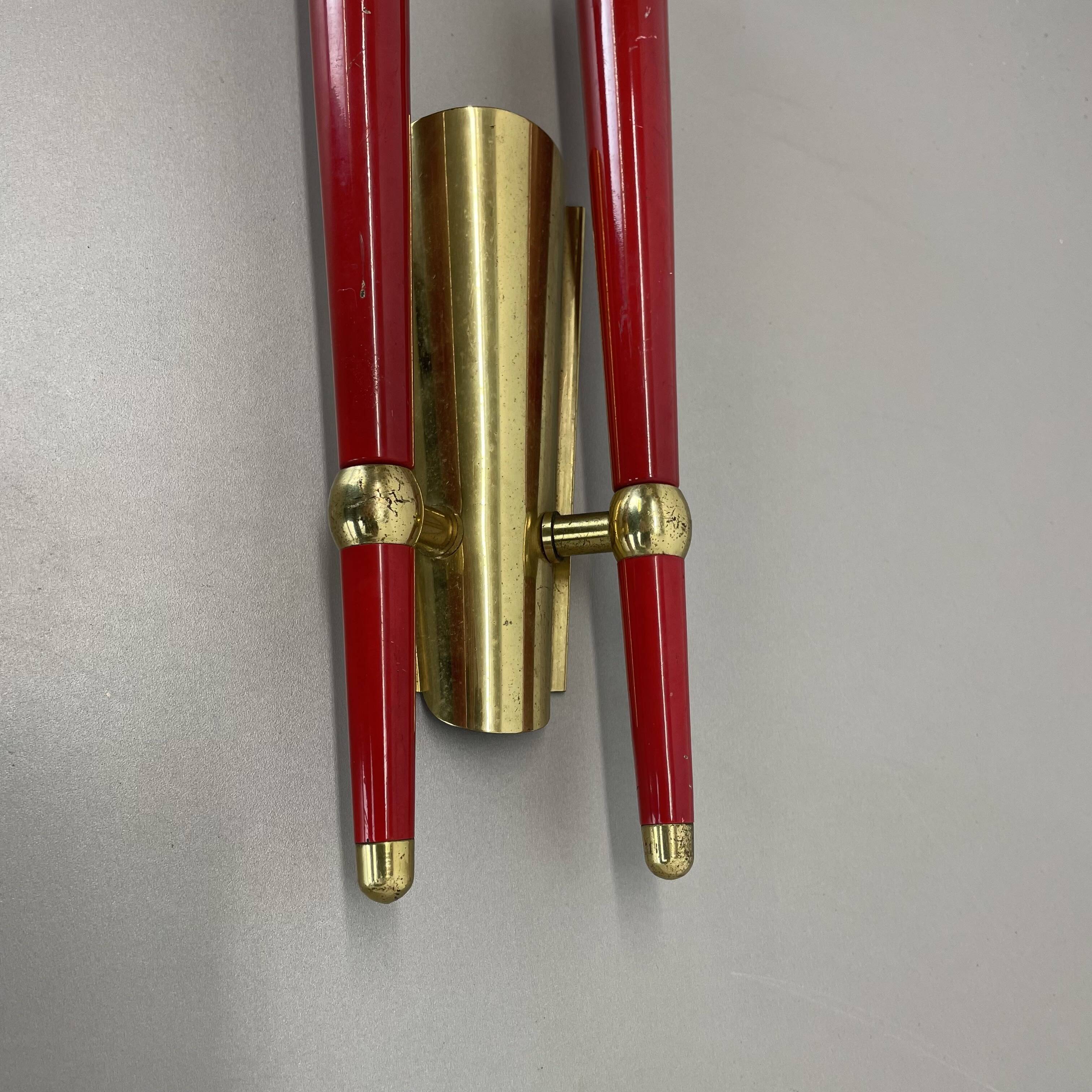 rare minimalist 32cm Brass Theatre Wall Light Sconce, Italy 1950s