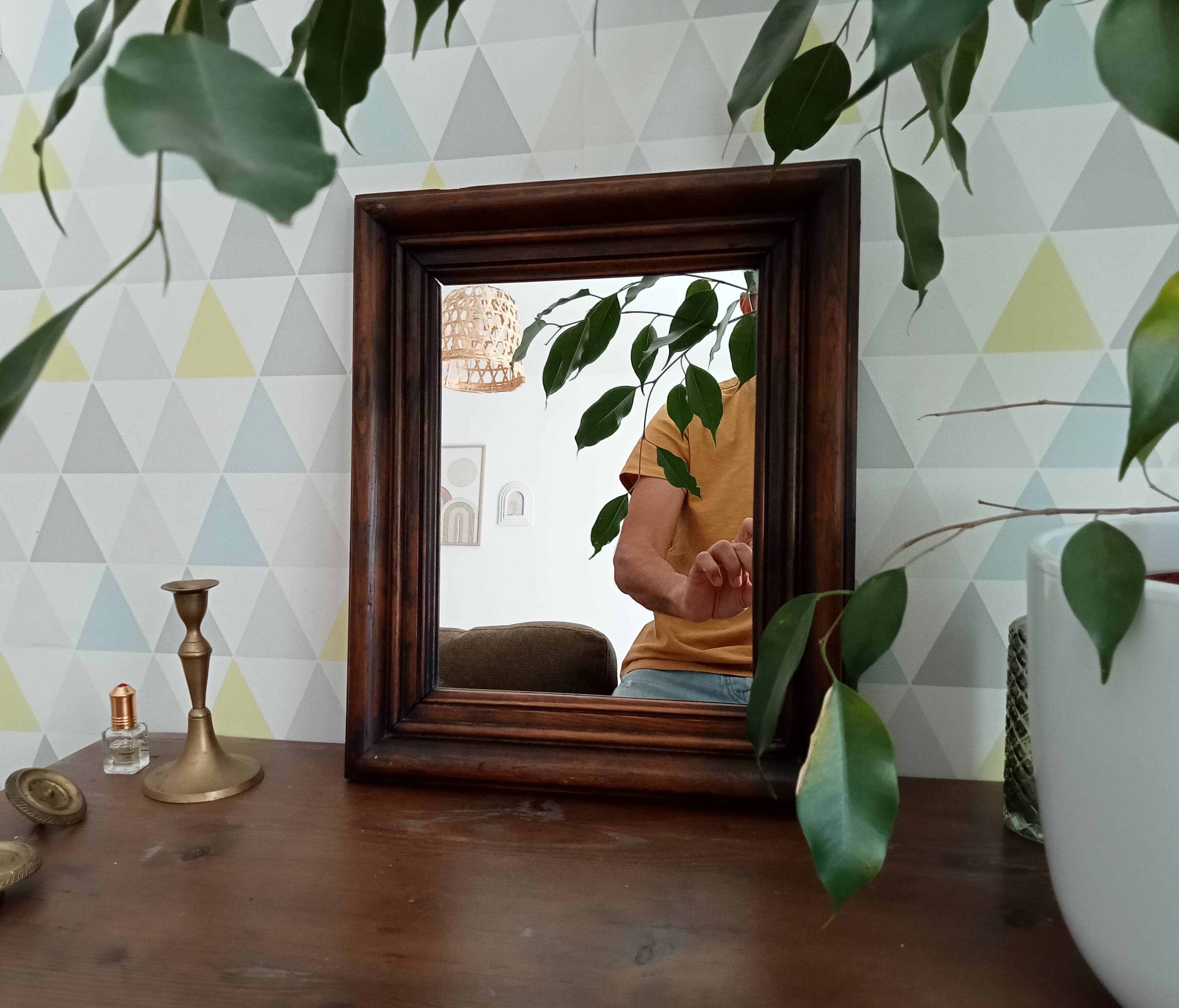 Antique wooden mirror