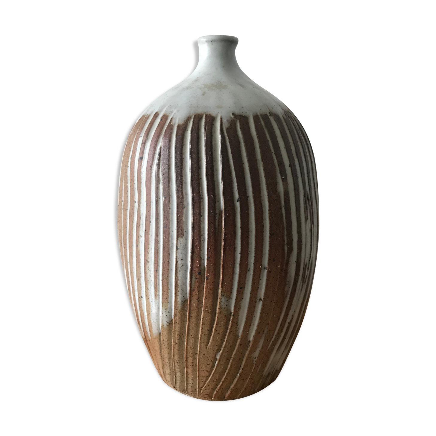 Large enamelled sandstone vase