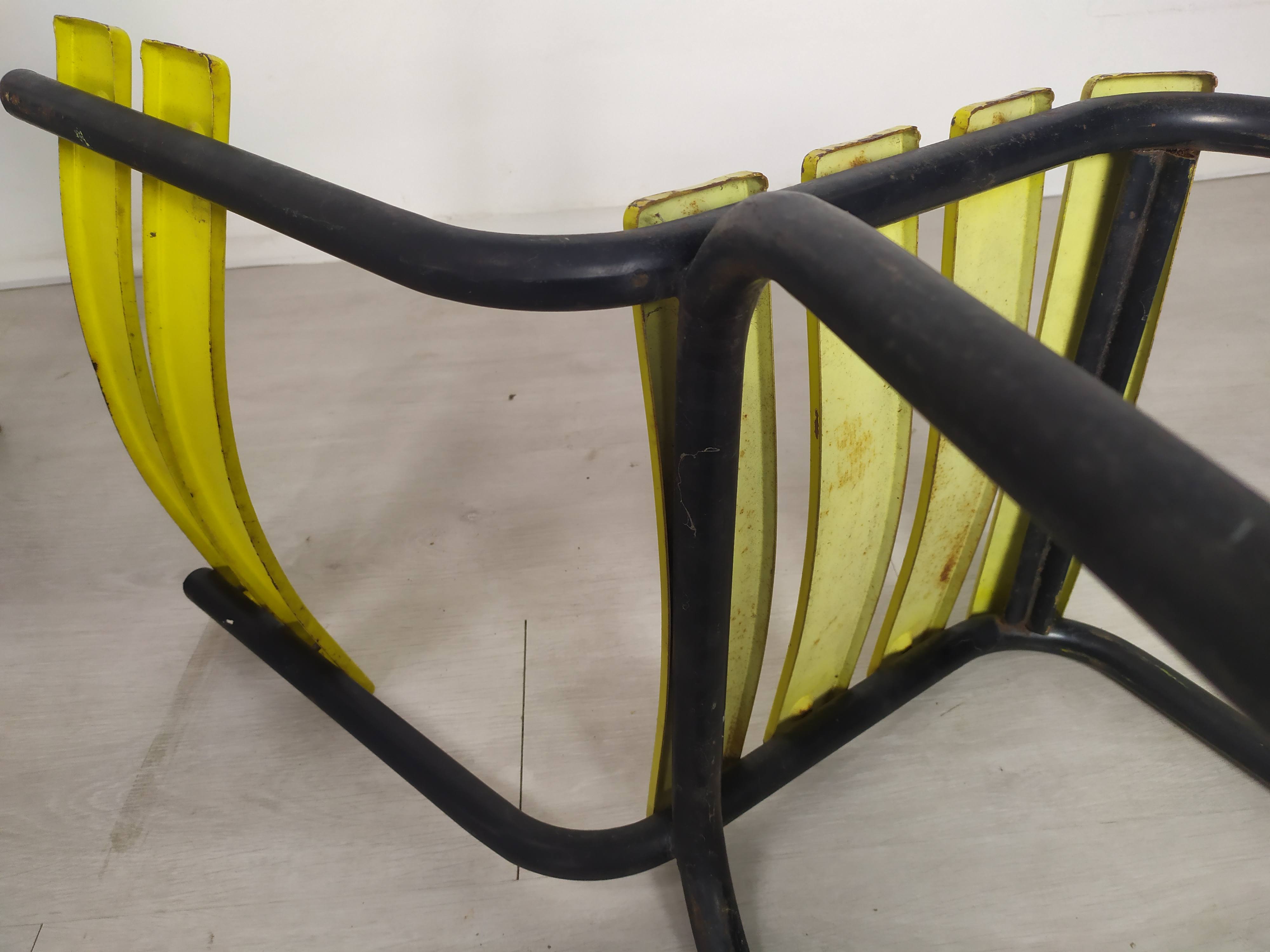 18 yellow metal bistro chairs