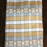 Beige vintage checkered rectangular tablecloth