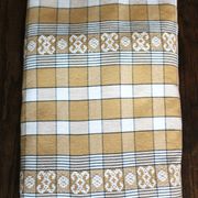 Nappe rectangulaire vintage beige à carreaux