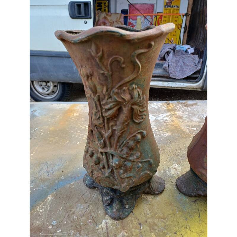 3 cast iron vases 1900 Charleville-Mézières