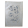 planche héliogravure Dujardin illustrateur Adrien Marie thème enfant 1883 (lire description )
