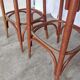 Mid-Century Thonet Style Bar Stools: Red Faux Leather Seat, Set of 2