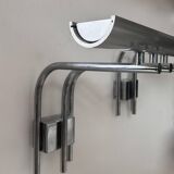 Pair of vintage Lumière Studio glass wall lights, chrome-plated metal, France 1970