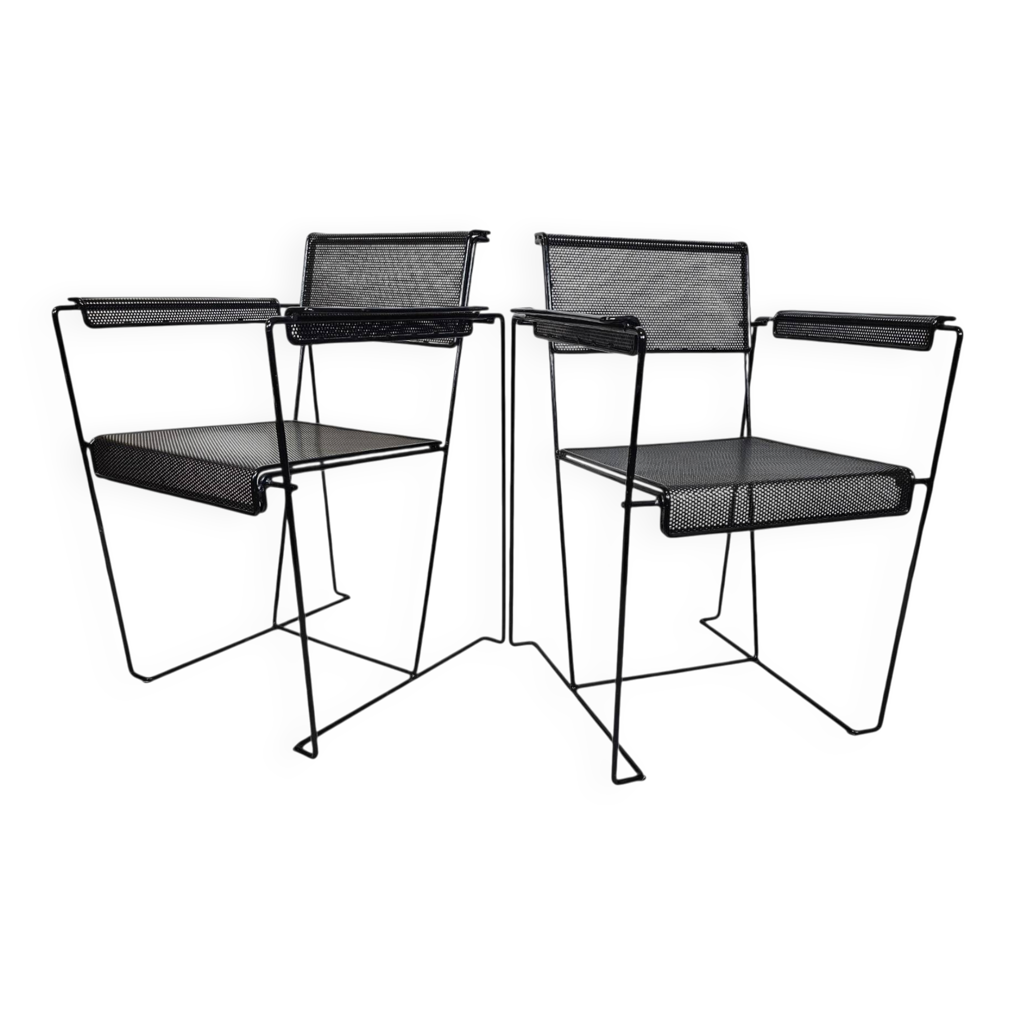 Style Pilastro - Postmoderne - (2) chaises - acier perforé - design néerlandais