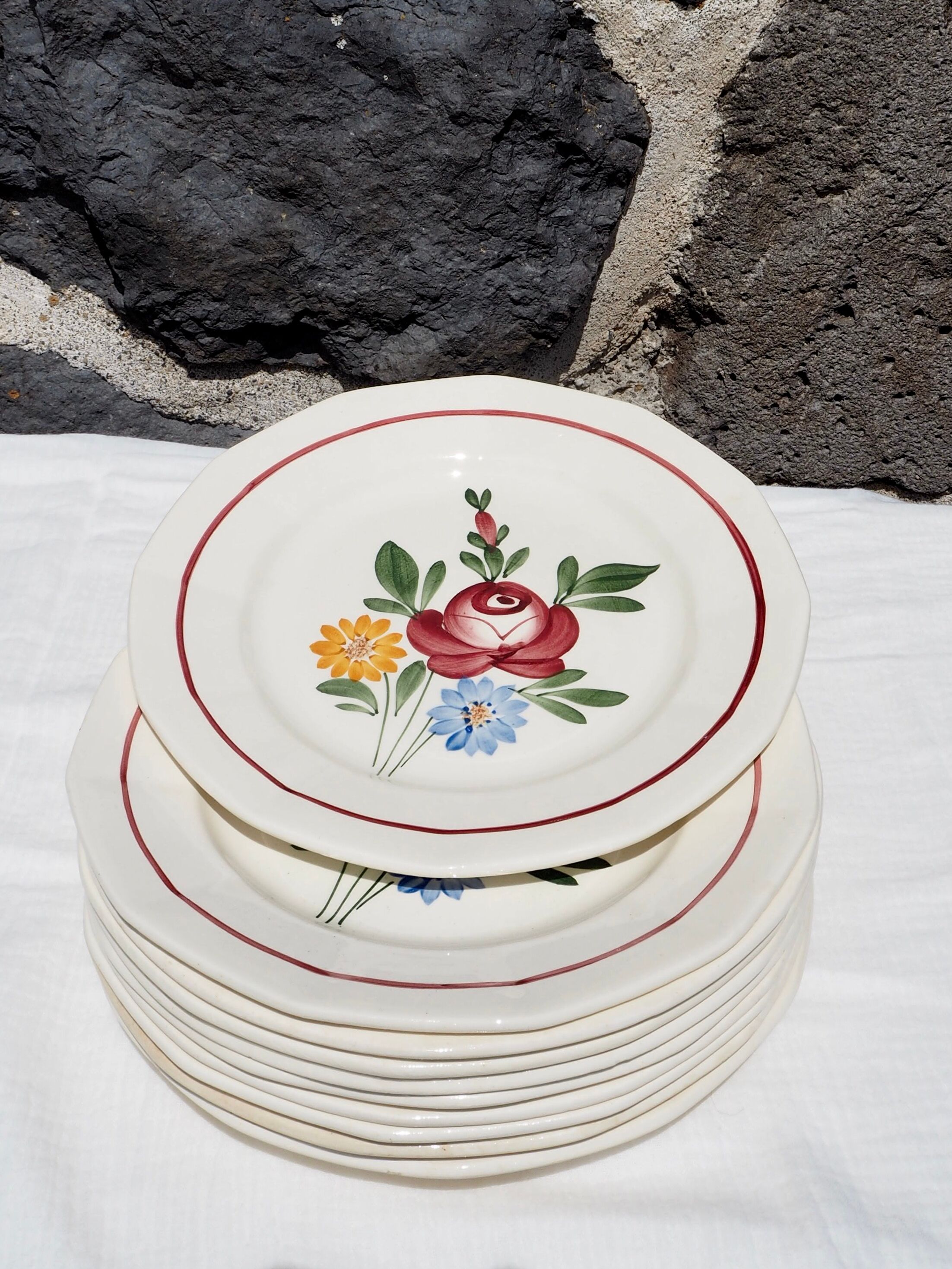 Set de 10 assiettes plates Sarreguemines, modèle Chatenois
