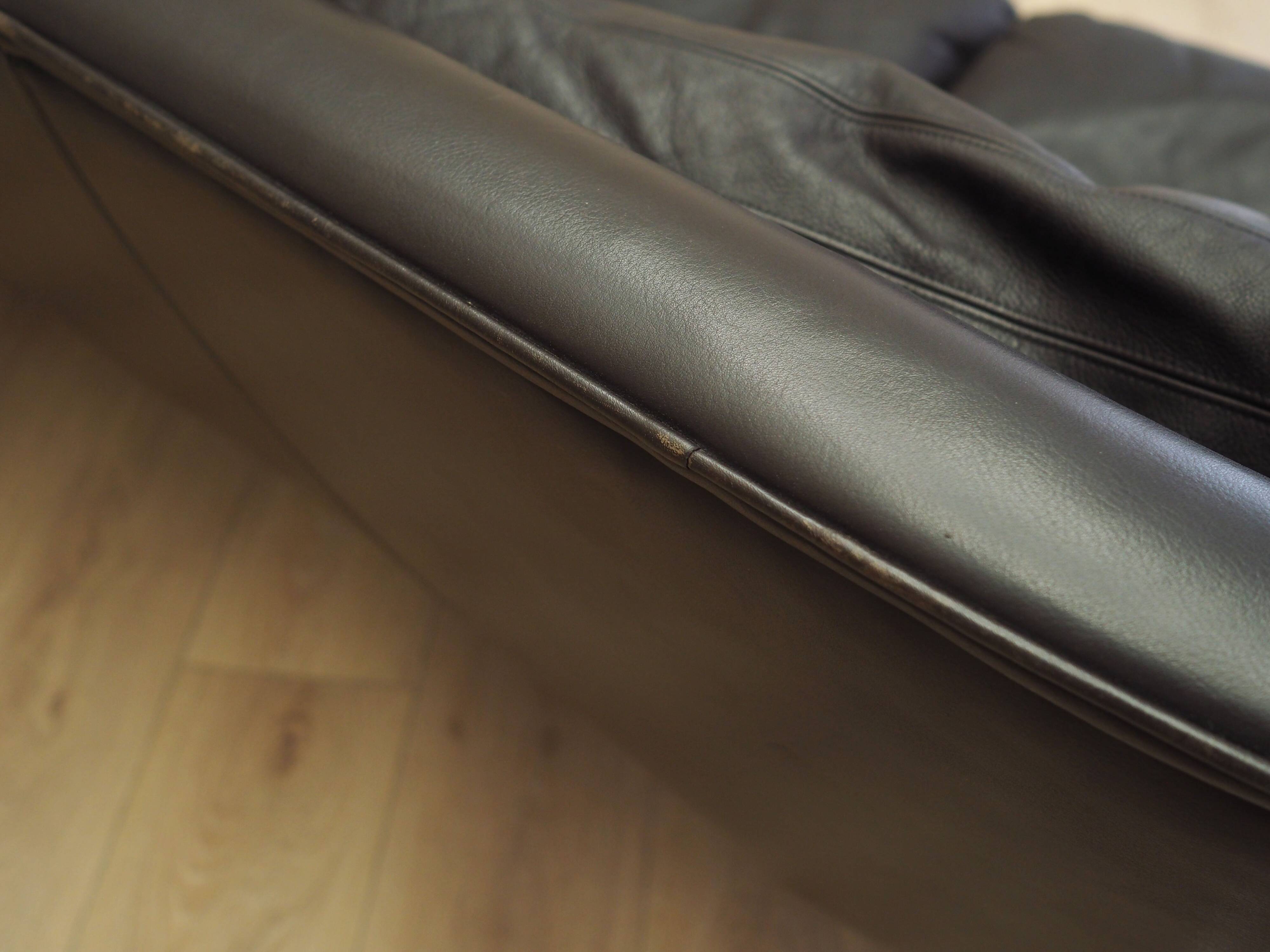 Brown leather sofa, Danish design, 1970s, designer: Werner Langenfeld, manu
