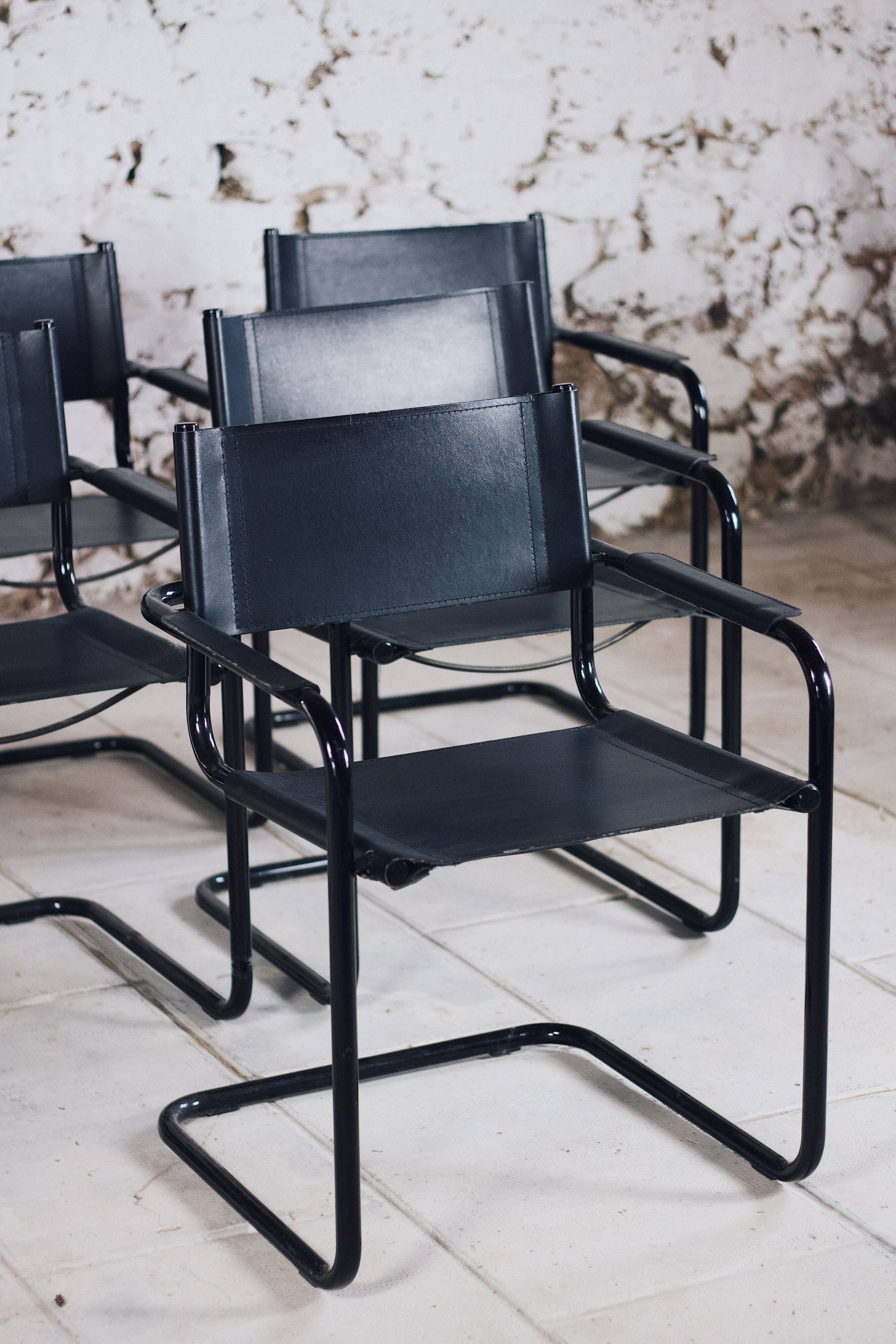 Lot de 6 fauteuils cantilever bauhaus style MG5 Grassi, 1970