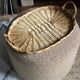 Oval wicker tray with two vintage handles