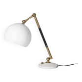 Lampe de table vintage années 60 en laiton et métal blanc design italien