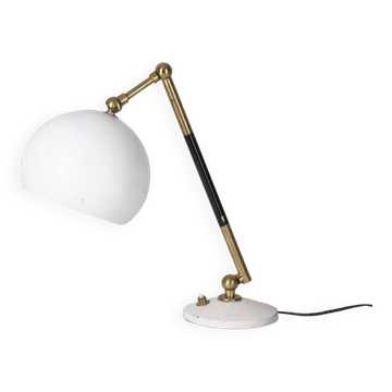 Vintage 60's table lamp in brass and white metal italian design