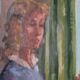 Original Swedish oil on canvas – “Woman with Flowers” by Bendt Lauritzen – signed, framed 82 × 72 cm (32.3" × 28.3")