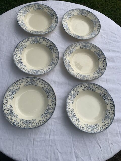 6 hollow plates boulenger, terre de fer, Choisy le roi, old moustiers